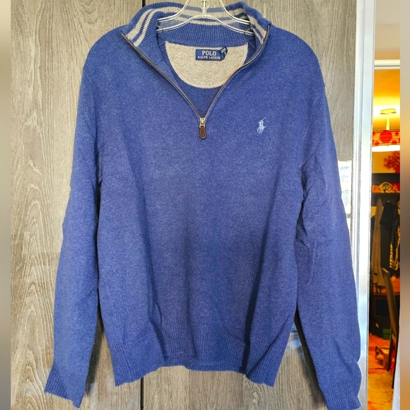 Polo Ralph Lauren Pullover Quarter-Zip sweater cashmere size M color Aqua